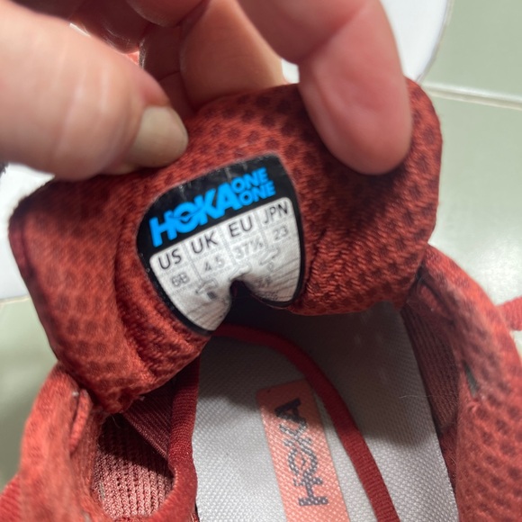 Hoka One One Red Sneakers Breathable Mesh Low-Top - Picture 5 of 5